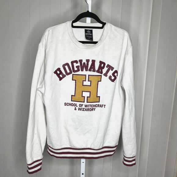 Harry Potter Hogwarts Wizardry Witchcraft Script Logo Sweatshirt Size L - Picture 1 of 7